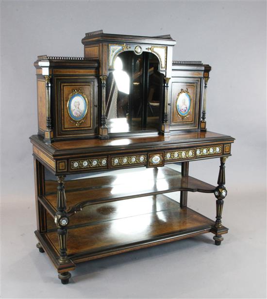 A Victorian ebony and thuya wood bonheur du jour, W.4ft 1in. D.1ft 10in. H.4ft 8in.